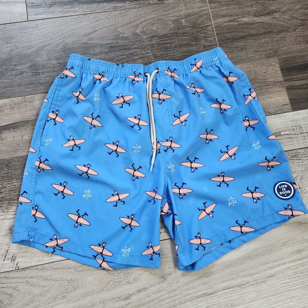 Life is Good Men's Jake Surfboard Print Swim Trunks Size M - Picture 2 of 10